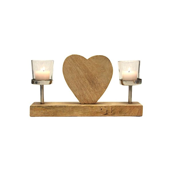 Kerzenständer Herz aus Holz