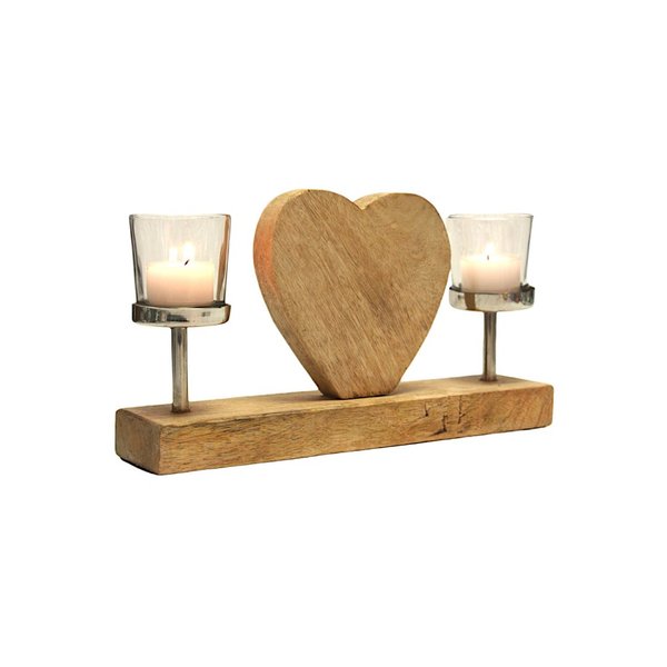 Kerzenständer Herz aus Holz
